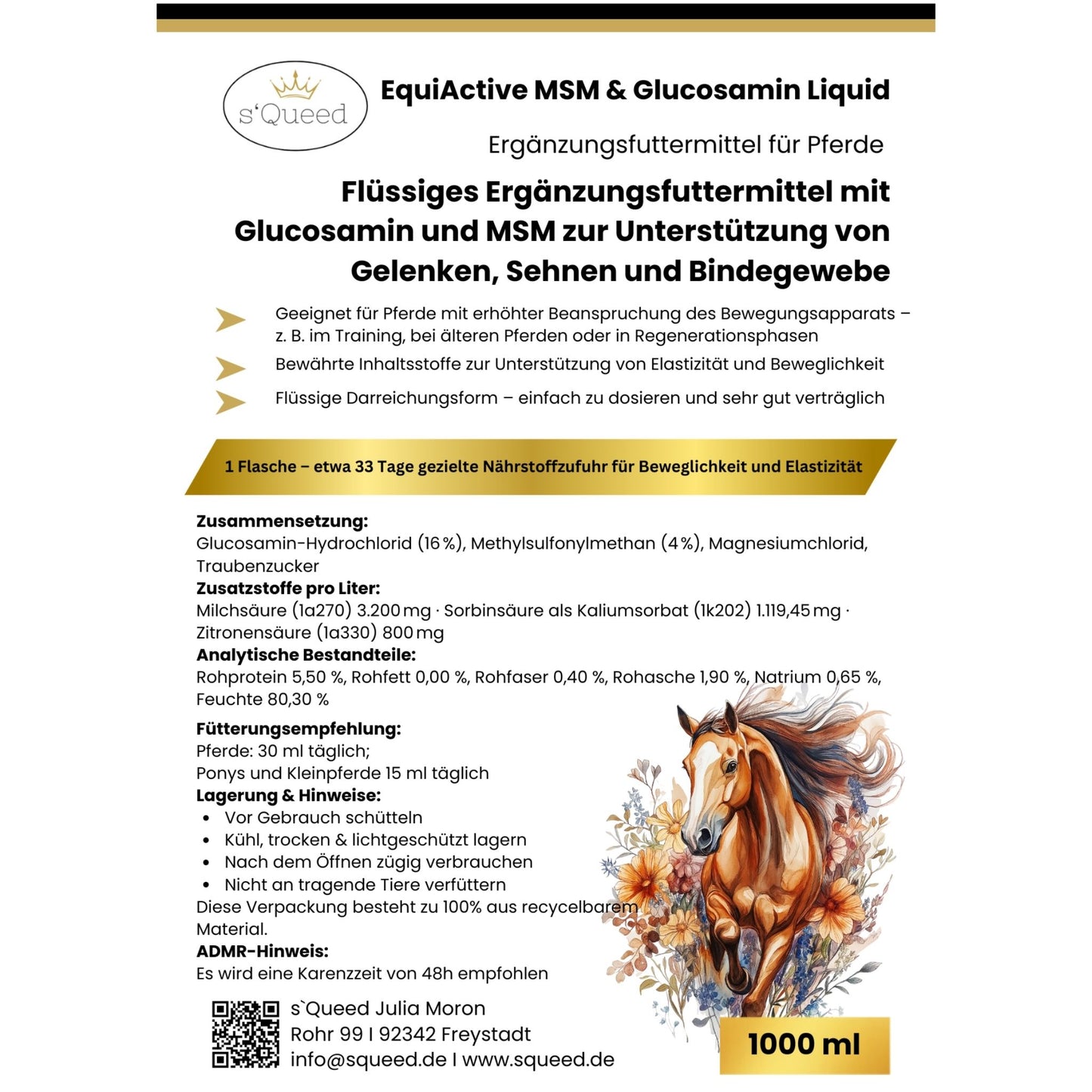 EquiActive MSM & Glucosamin Liquid 1000 ml Pferd