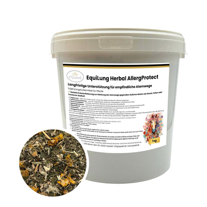 EquiLung Herbal AllergProtect 1kg - Atemwegskräutermischung für Pferde zur Langzeitfütterung bei sensiblen Atemwegen gegenüber Umweltreizen