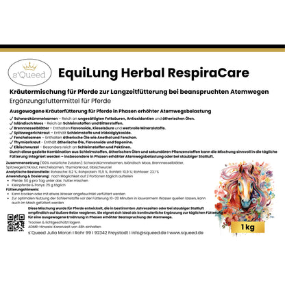 EquiLung Herbal RespiraCare 1kg - Langzeitfütterung für Pferde zur dauerhaften Unterstützung bei wiederkehrender Atemwegs-Beanspruchung